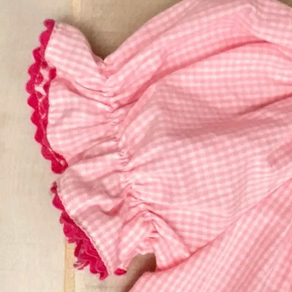 Rags Land Baby Girl 6M Pink Gingham Smocked Fairy Princess Dress